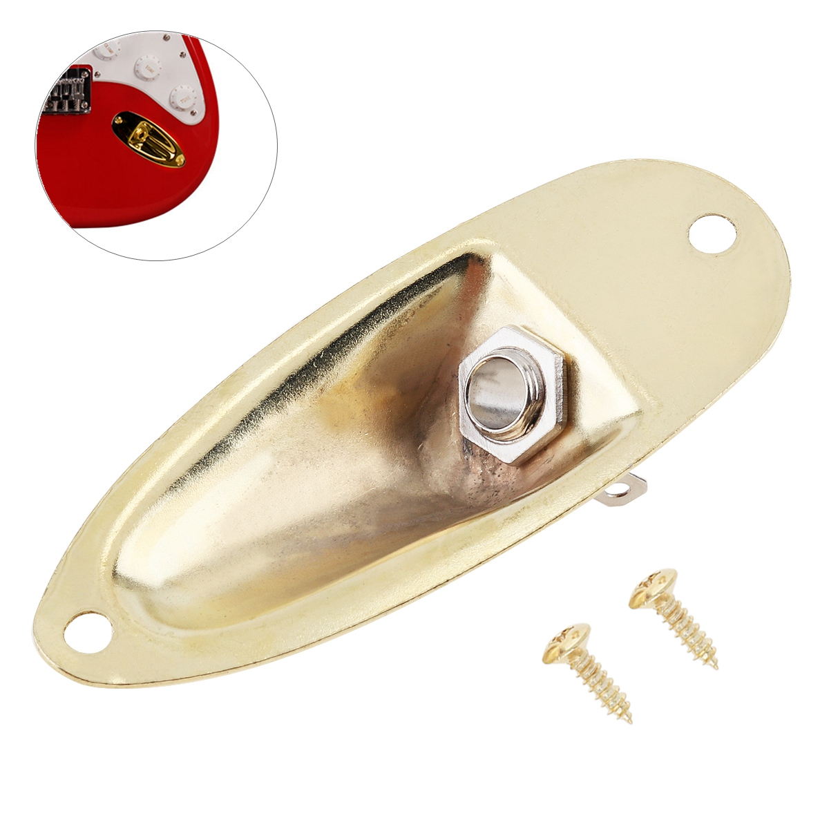 FD Strat Electric Guitar Pickup Brass Style Output Jack Plate Socket Accessories - Picture 1 of 7