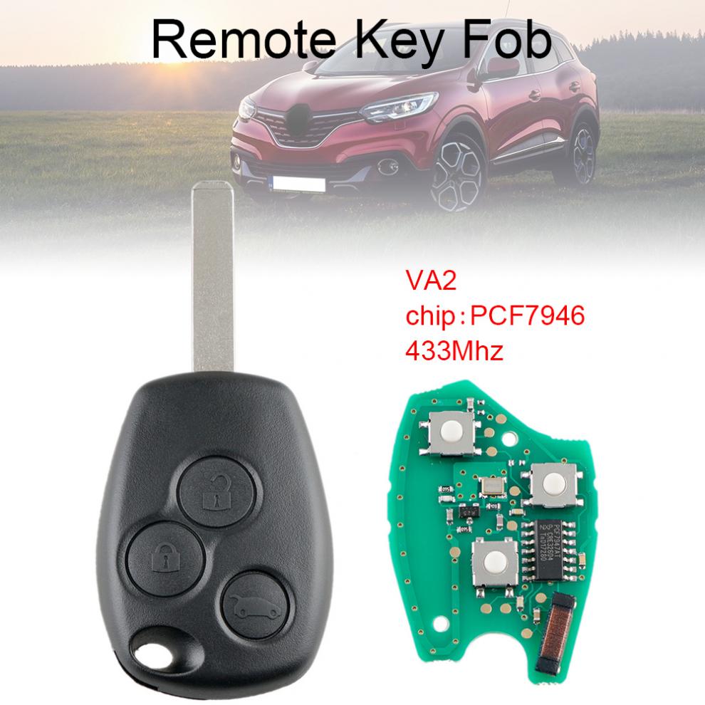 433Mhz 3 Button Car Remote Key Fob PCF7946 Blade Fit for Renault/Kangoo II - Picture 1 of 8