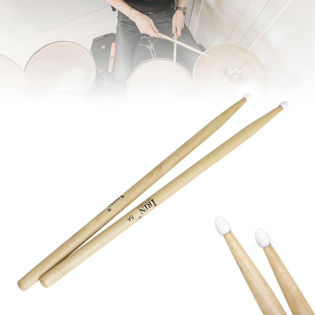 1 Pair 5A / 7A Maple Drum Sticks with Nylon Tip, Beginner Practice Cymbals Drumsticks
